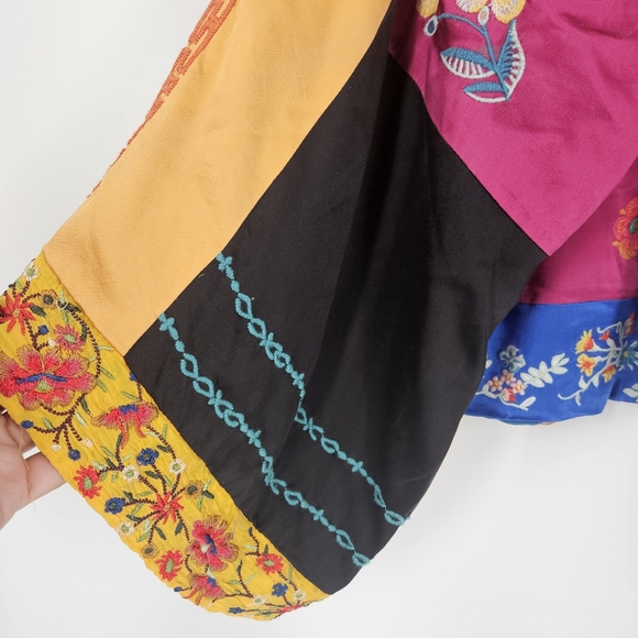 Johnny Was Floral Embroidered Silk Open Front Kimono Cardigan - Picture 5 of 16